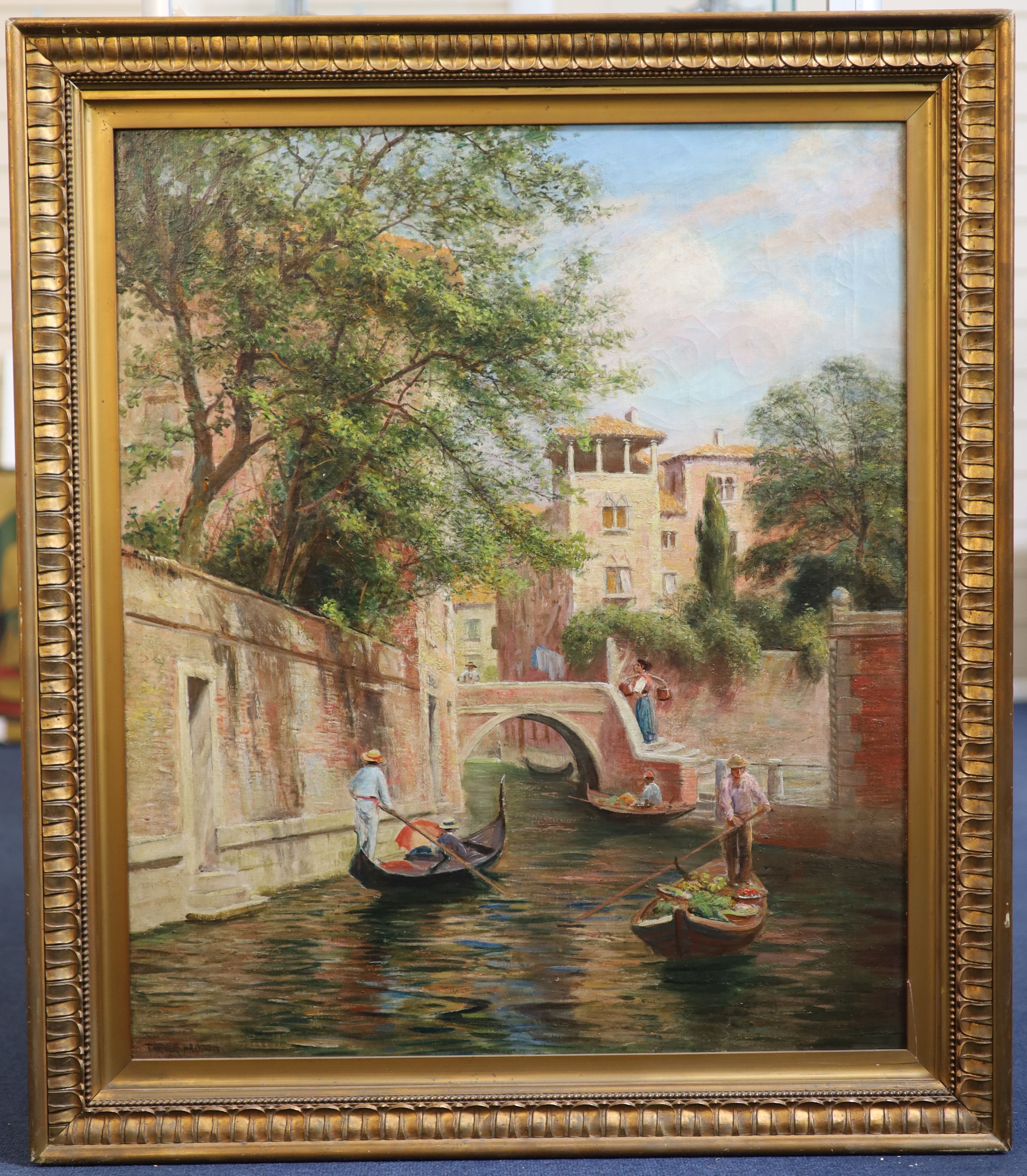 Arthur Trevor Hadden (1864-1941), Venetian canal scenes, pair of oils on canvas, 76.5 x 63c